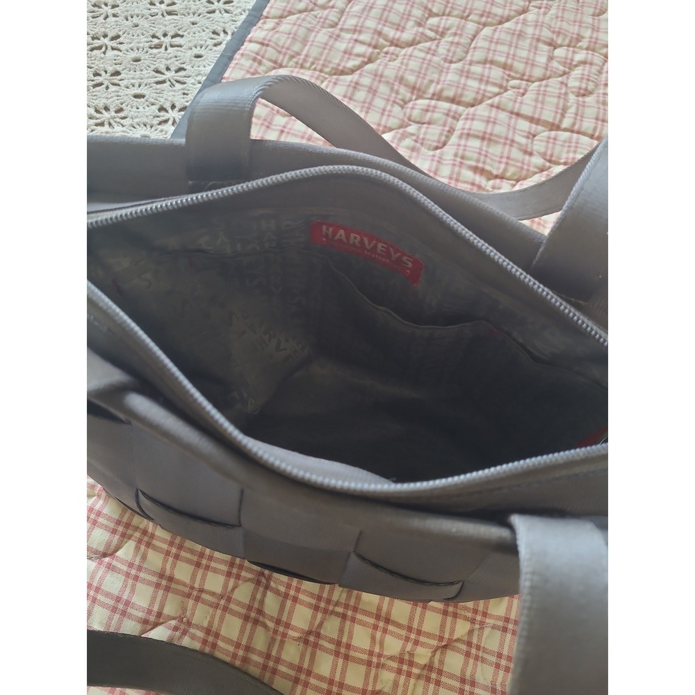Harveys The Original Seat belt woven Bag dbl. handles Zip top closure gray artsy - Picture 5 of 12